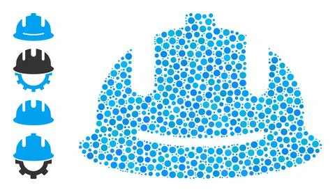 Dotted Construction Helmet Collage of Rounded Dots with Bonus Icons 库存插图