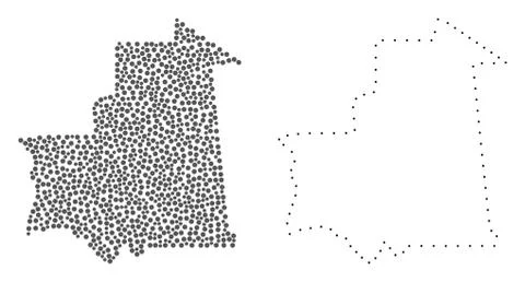 Dotted Contour Map Of Mauritania Stock Illustration