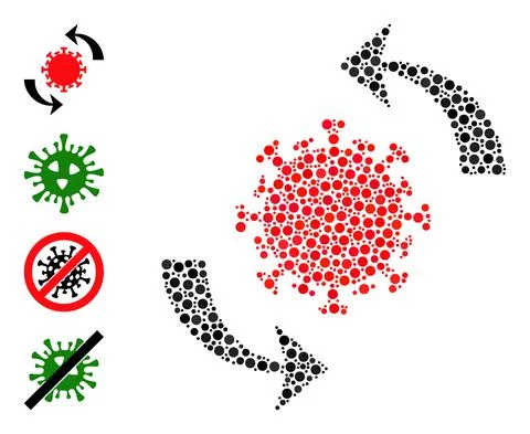 Dotted Coronavirus Update Composition of Round Dots with Bonus Icons 스톡 일러스트