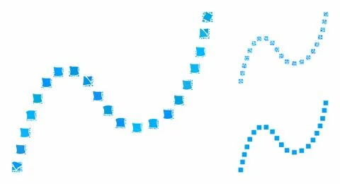 Dotted curve Composition Icon of Uneven Pieces Stock Illustration