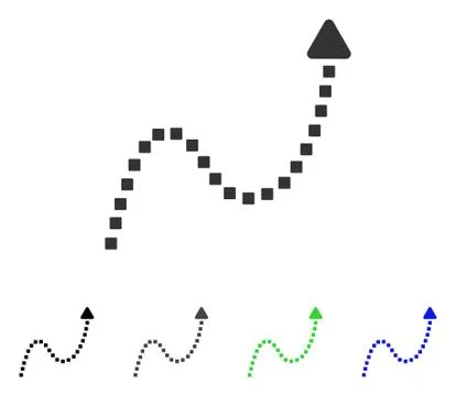 Dotted Curve Direction Flat Icon Ilustración de archivo