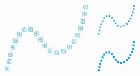 Dotted Curve Vector Mesh 2D Model and Triangle Mosaic Icon Stock Illustration