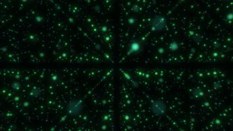 Dotted cyber wireframe at perspective. Glowing points with depth effect. Vídeo Stock 242507585