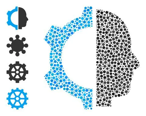 Dotted Cyborg Gear Composition of Circles with Similar Icons 스톡 일러스트
