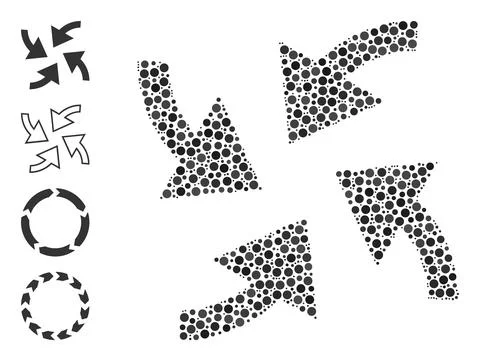 Dotted Cyclone Arrows Collage of Circles and Other Icons Illustrazione stock