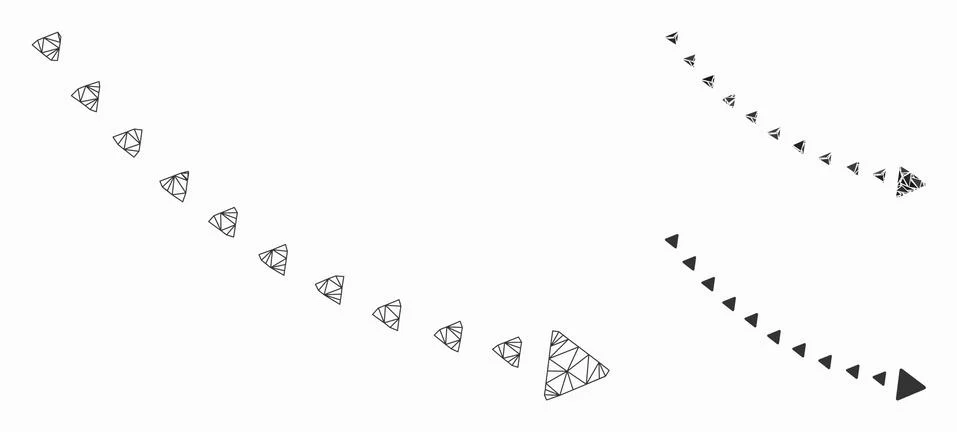 Dotted Decline Trend Vector Mesh Network Model and Triangle Mosaic Icon Stock Illustration