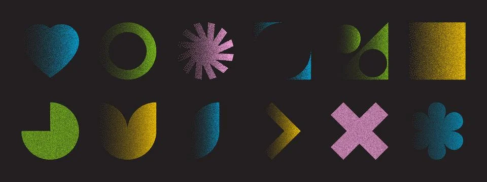 Dotted design elements with halftone with photocopy effect. Vector noise gr.. Stock Illustration