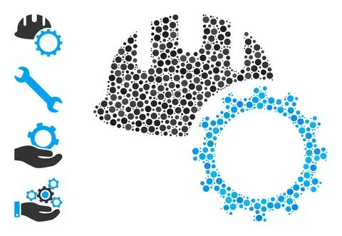 Dotted Development Hardhat Composition of Rounded Dots and Other Icons 스톡 일러스트