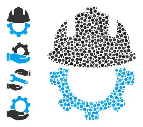 Dotted Development Helmet Collage of Round Dots and Other Icons Stock Illustration