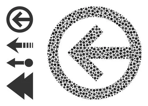 Dotted Direction Left Composition of Round Dots and Similar Icons Illustrazione stock