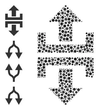 Dotted Divide Vertical Direction Collage of Circles and Bonus Icons Illustrazione stock
