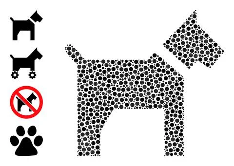 Dotted Dog Collage of Round Dots with Bonus Icons Stock Illustration