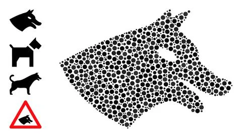 Dotted Dog Head Collage of Rounded Dots with Other Icons 库存插图