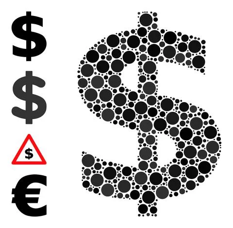 Dotted Dollar Symbol Collage of Rounded Dots with Similar Icons 库存插图
