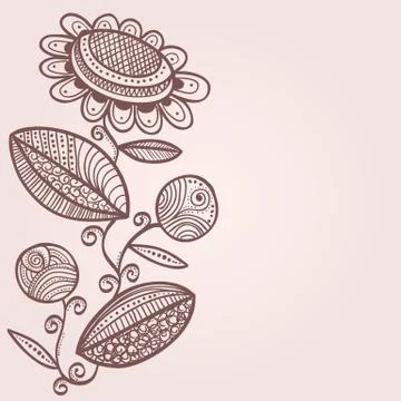 Dotted doodle flowers Stock Illustration