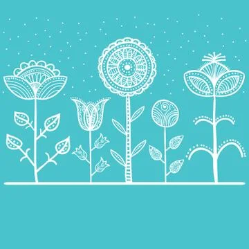 Dotted doodle flowers Stock-Illustration