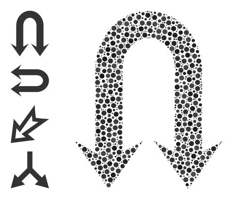 Dotted Double Back Arrow Collage of Circles and Similar Icons Stock Illustration