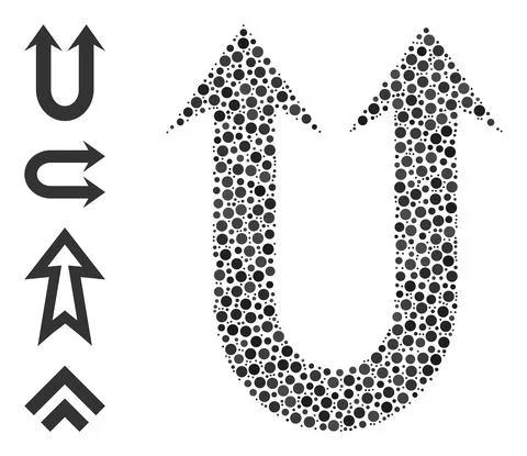 Dotted Double Forward Arrow Composition of Rounded Dots and Similar Icons Illustrazione stock