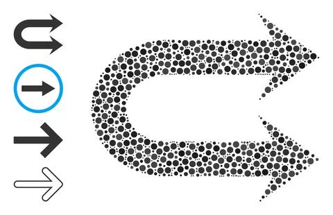 Dotted Double Right Arrow Composition of Circles with Other Icons Stock Illustration