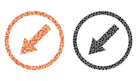 Dotted Down-Left Rounded Arrow Mosaic Icons Illustrazione stock