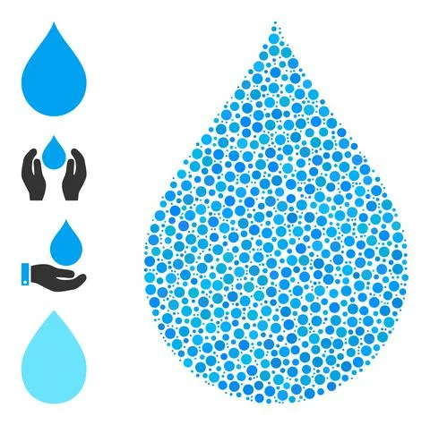 Dotted Drop Mosaic of Rounded Dots and Bonus Icons Stock Illustration
