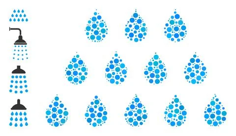 Dotted Drops Mosaic of Circles with Bonus Icons 스톡 일러스트