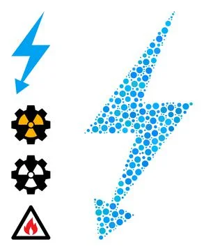Dotted Electric Strike Mosaic of Circles and Similar Icons 스톡 일러스트