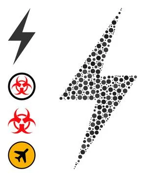 Dotted Electricity Composition of Round Dots with Similar Icons Stock Illustration