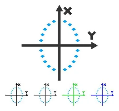 Dotted Ellipse Plot Flat Icon Ilustración de archivo