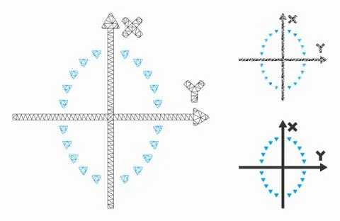 Dotted Ellipse Plot Vector Mesh 2D Model and Triangle Mosaic Icon Illustrazione stock