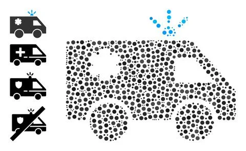 Dotted Emergency Car Mosaic of Round Dots with Other Icons Stock Illustration