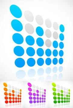 Dotted EQ, equalizer elements with perspective. Vector. Illustrazione stock