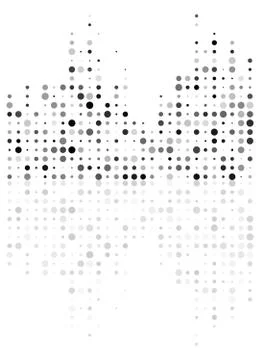 Dotted equalizer mirror reflection, sound wave symbol isolated on white backg Illustrazione stock