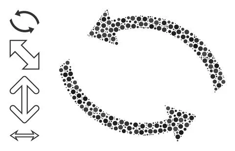 Dotted Exchange Arrows Collage of Circles and Other Icons Illustrazione stock