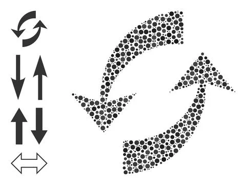 Dotted Exchange Arrows Collage of Rounded Dots and Similar Icons Stock Illustration