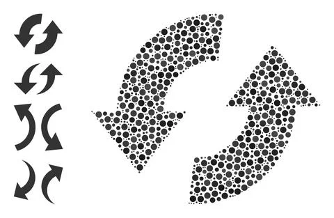 Dotted Exchange Arrows Collage of Rounded Dots with Bonus Icons Stock Illustration