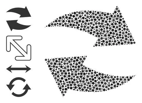 Dotted Exchange Arrows Mosaic of Rounded Dots and Other Icons Stock Illustration