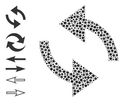 Dotted Exchange Arrows Mosaic of Rounded Dots and Other Icons Illustrazione stock