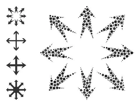 Dotted Expand Arrows Composition of Round Dots with Other Icons Stock Illustration