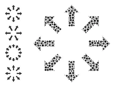 Dotted Expand Arrows Composition of Rounded Dots and Bonus Icons 库存插图