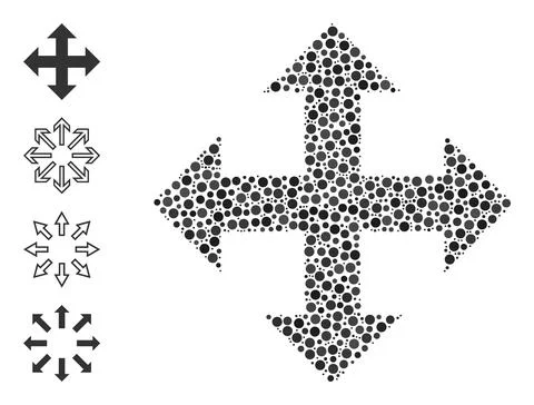 Dotted Expand Arrows Mosaic of Round Dots with Similar Icons 스톡 일러스트