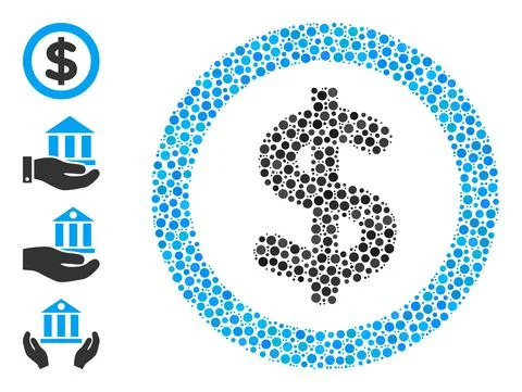 Dotted Finance Collage of Round Dots with Other Icons Illustrazione stock