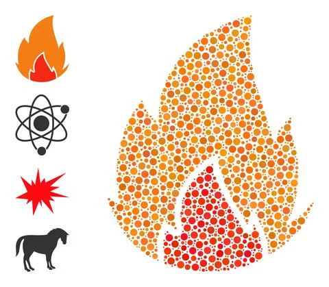 Dotted Fire Composition of Rounded Dots and Similar Icons Illustrazione stock
