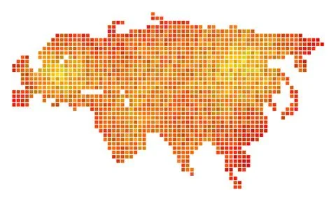 Dotted Fire Eurasia Map Stock Illustration