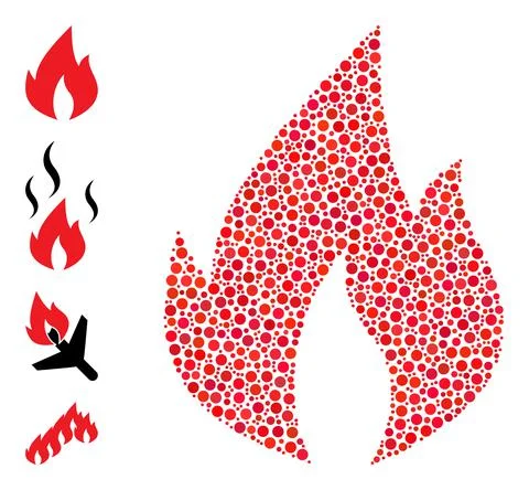 Dotted Fire Flame Mosaic of Round Dots and Similar Icons イラスト素材