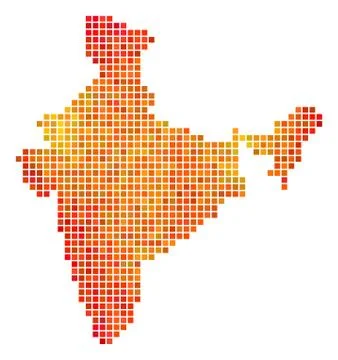 Dotted Fire India Map Stock Illustration