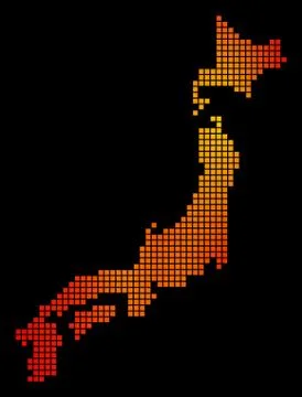 Dotted Fire Japan Map Stock Illustration