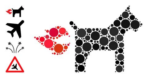 Dotted Fire Jet Dog Composition of Circles with Other Icons Illustrazione stock