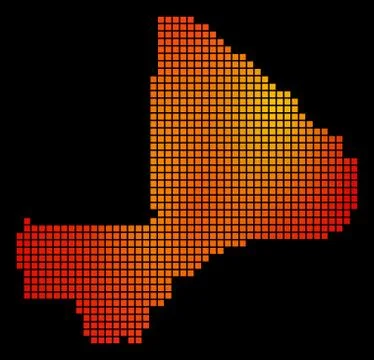 Dotted Fire Mali Map Stock Illustration
