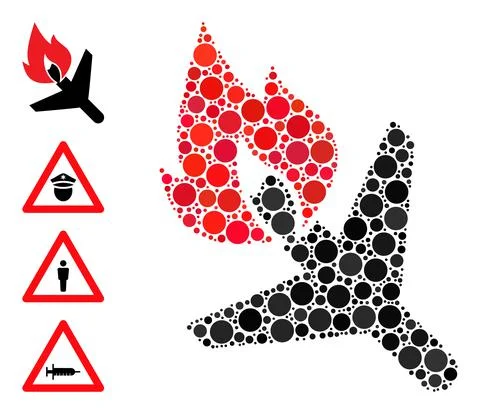 Dotted Fired Airplane Mosaic of Rounded Dots and Similar Icons Illustrazione stock